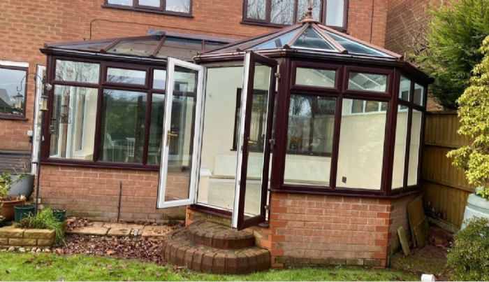 Large P shape upvc conservatory with glass roof No.L21