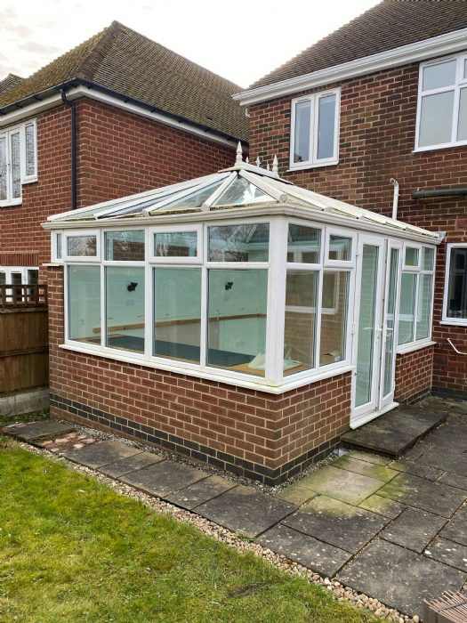 Upvc conservatory with glass roof and box gutter No.S17